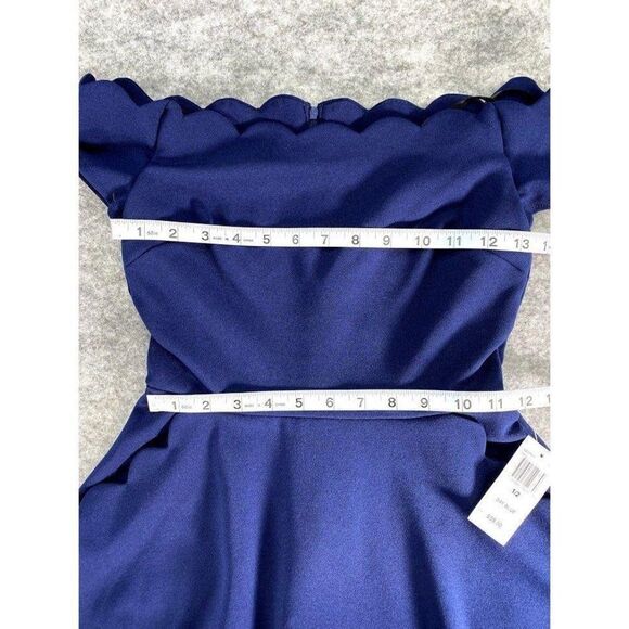 B Darlin A-Line Dress 1 XS Blue‎ Juniors' Off-The-Shoulder NEW - Picture 6 of 13